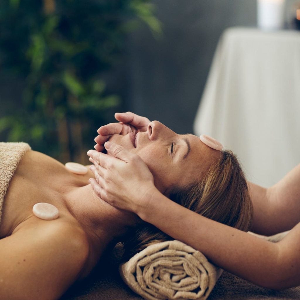 Woman during Salt Stone Massage