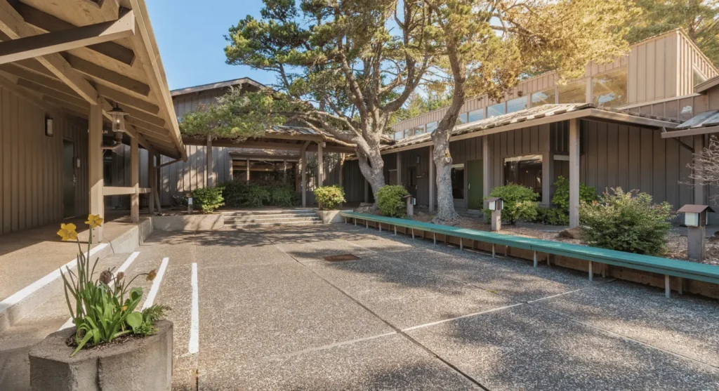 Explore the Lincoln Pine Patio at Salishan Coastal Lodge, perfect for an Oregon Coast meeting.