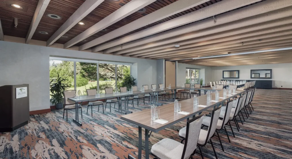 Explore the Lincoln Pine room at Salishan Coastal Lodge, perfect for an Oregon Coast meeting.