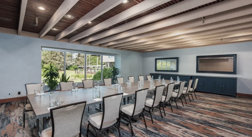 Explore the Pine room at Salishan Coastal Lodge, perfect for an Oregon Coast meeting.
